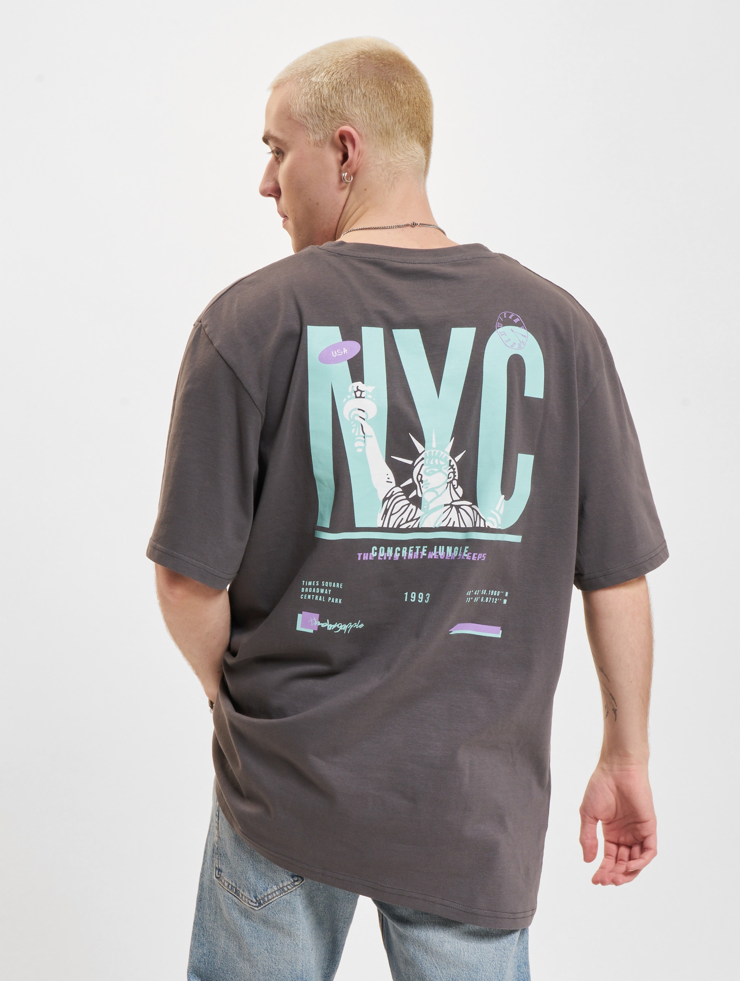 Denim Project City T-Shirt Mannen op kleur grijs, Maat S