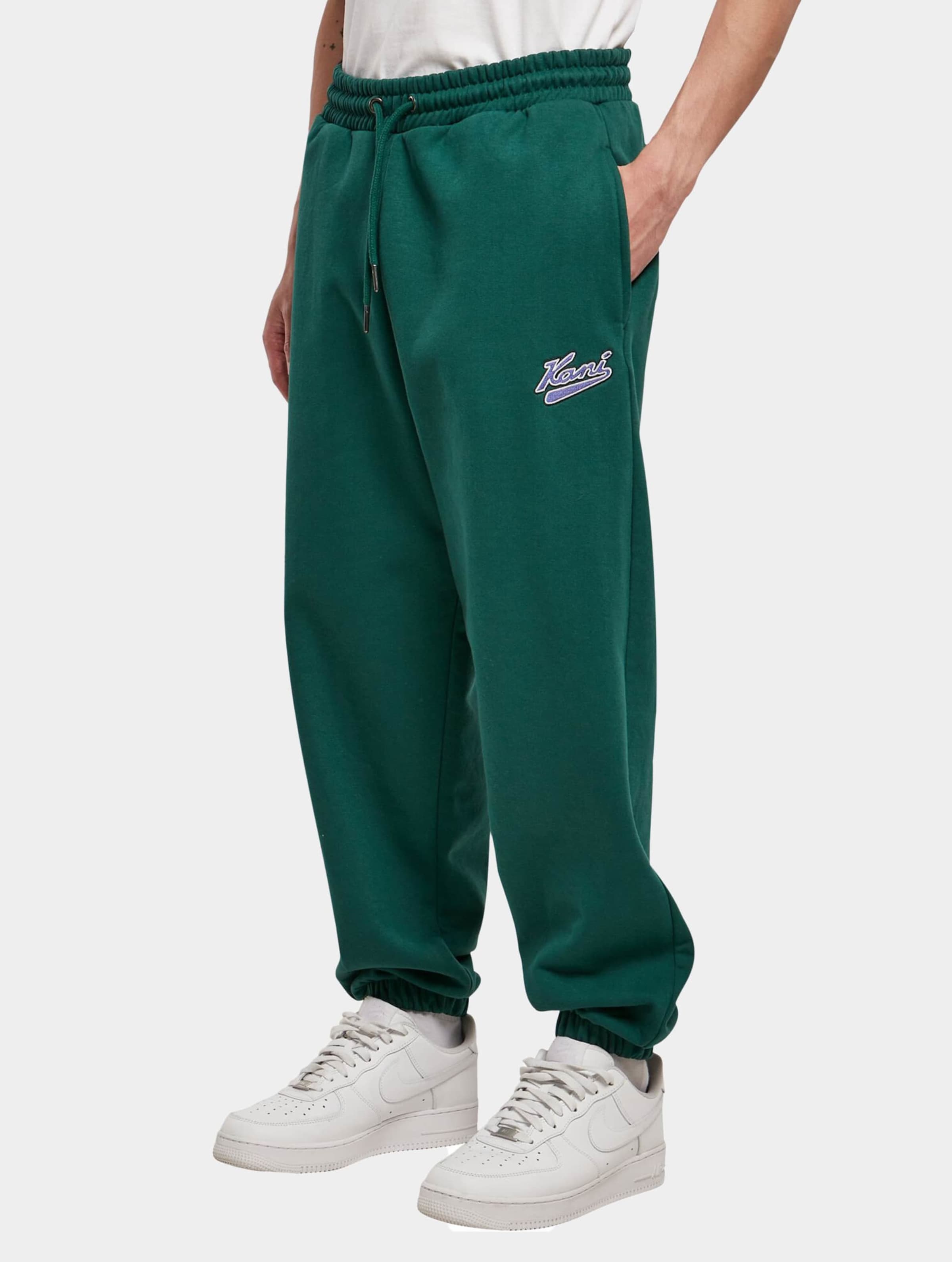Karl Kani KU224-006-1 KK Varsity Regular Fit Cuffed Sweatpants Mannen op kleur groen, Maat XXL