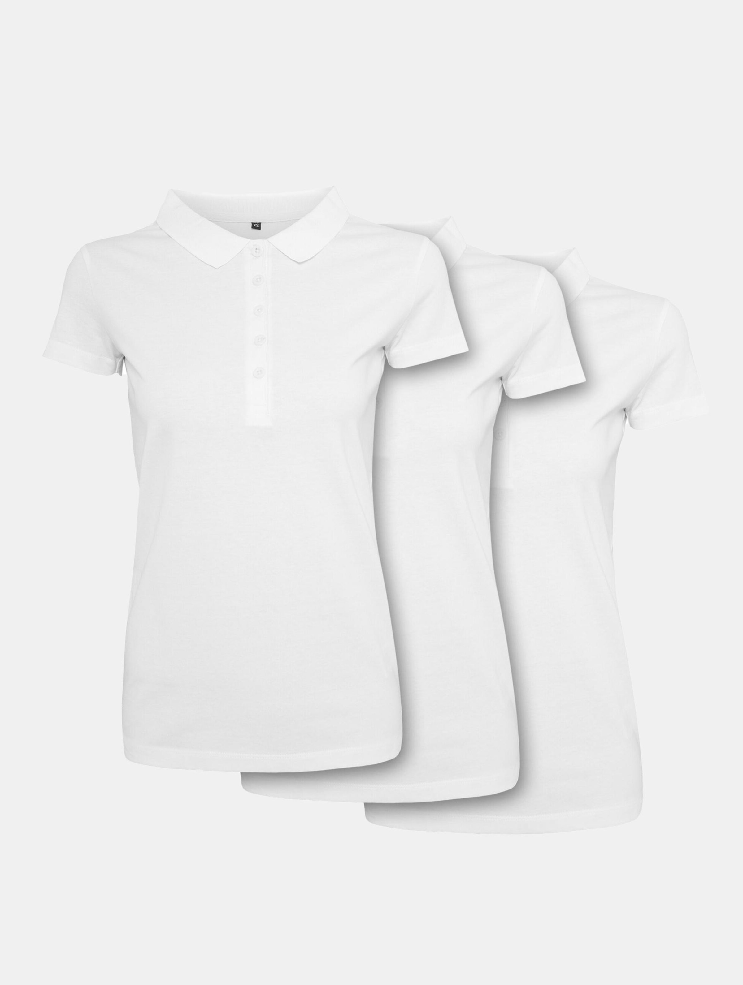 Build Your Brand Ladies Jersey Polo 3-Pack Vrouwen op kleur wit, Maat M