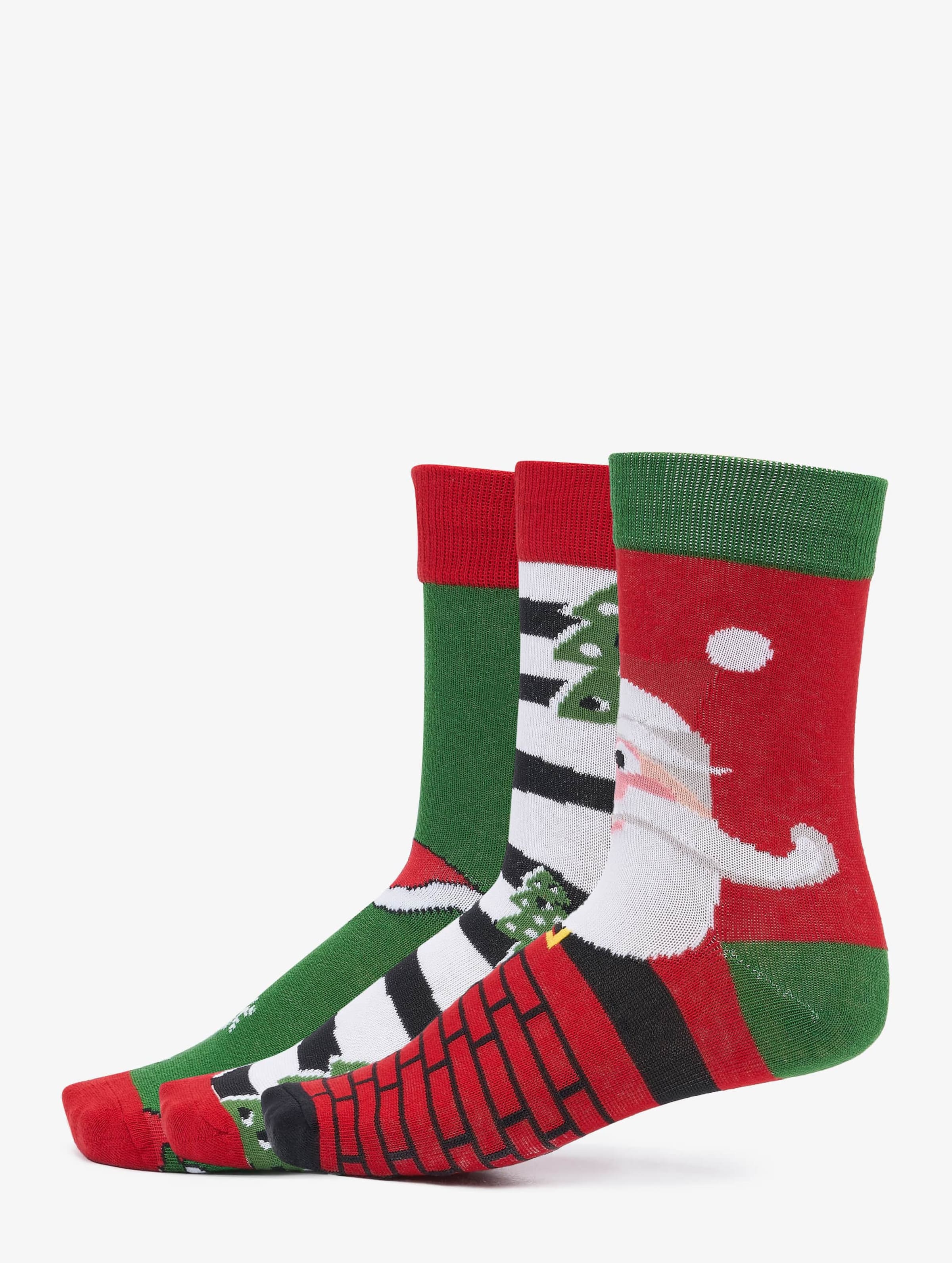 Urban Classics - Stripe Santa Christmas 3-pack Sokken - 39/42 - Multicolours