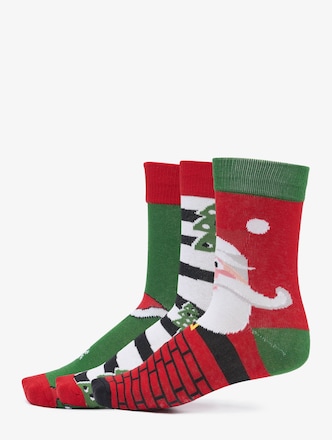 Stripe Santa Christmas Socks 3-Pack
