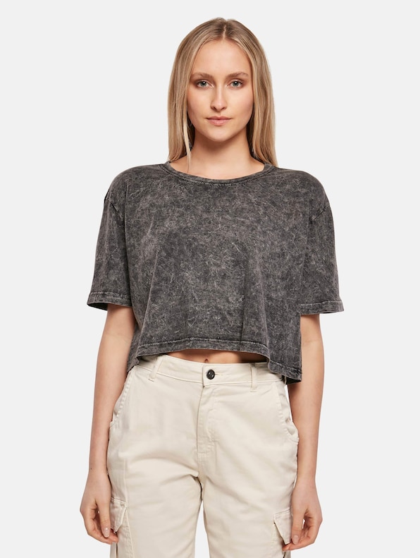 Ladies Acid Washed Cropped Tee-2