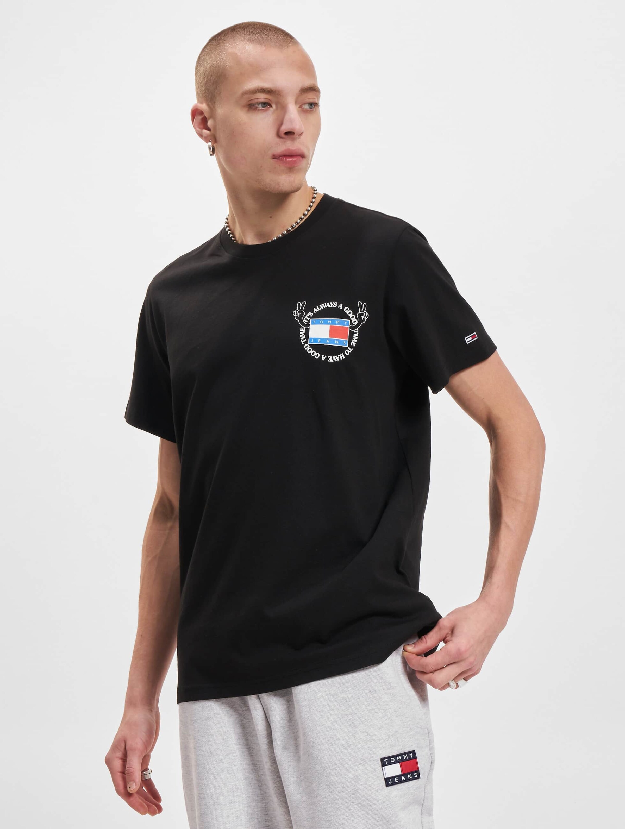 Tommy Jeans T-Shirt Mannen op kleur zwart, Maat XL