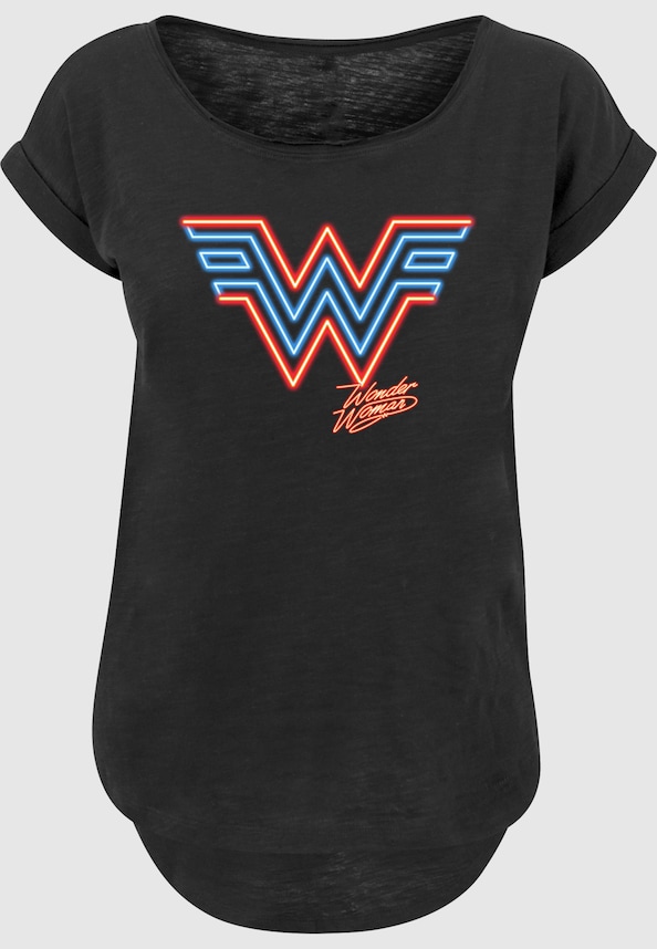DC Comics Wonder Woman 84 Neon Emblem with Ladies Long Slub Tee-2