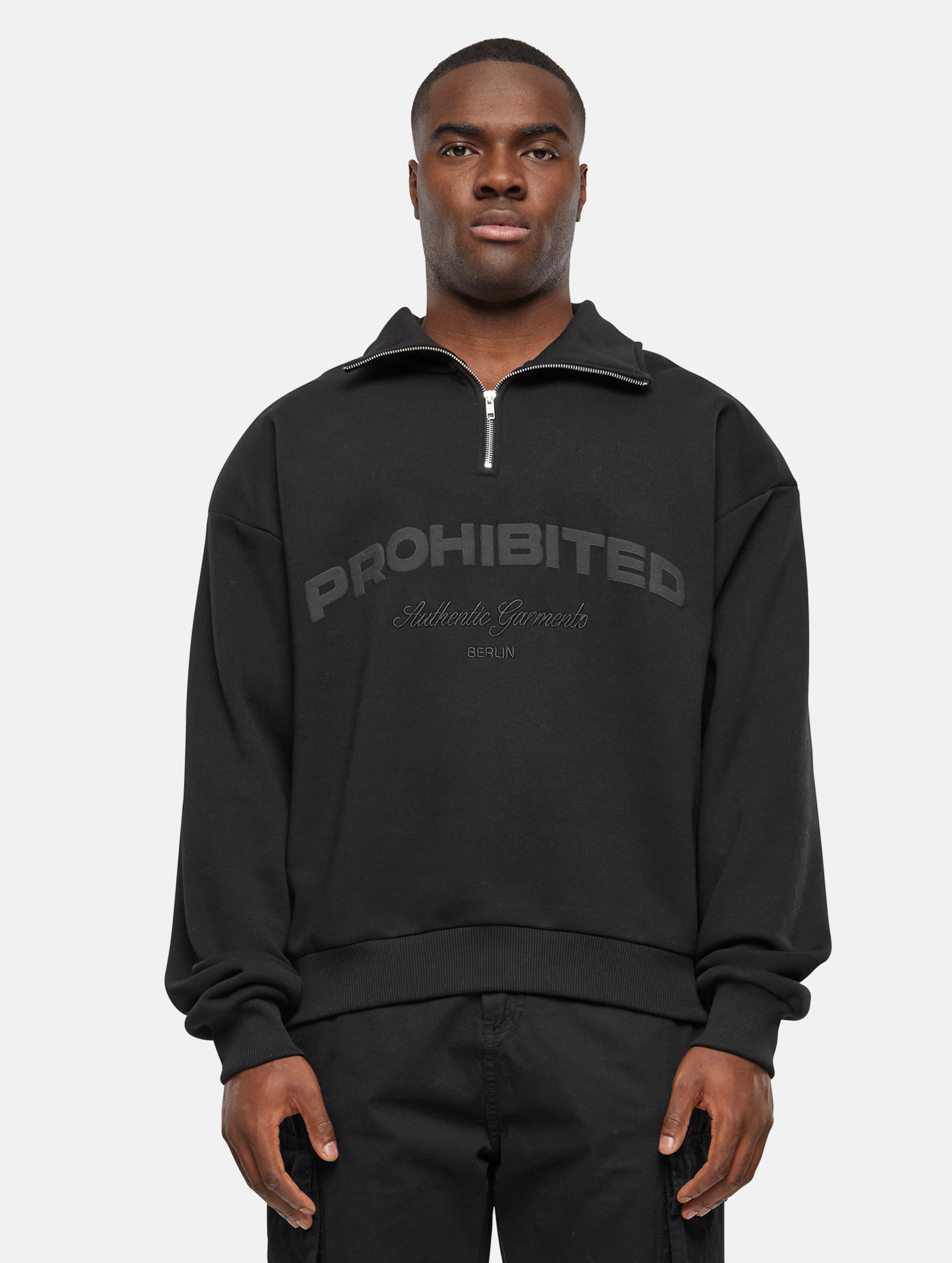 Prohibited Authentic Half Zip Pullover Männer,Unisex op kleur zwart, Maat XXL