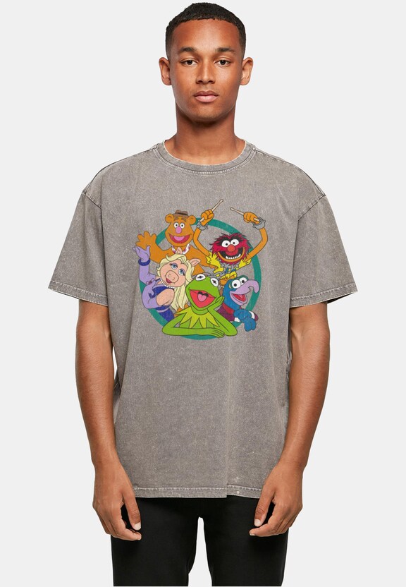 Muppets - Group Circle Acid Washed Oversized -0