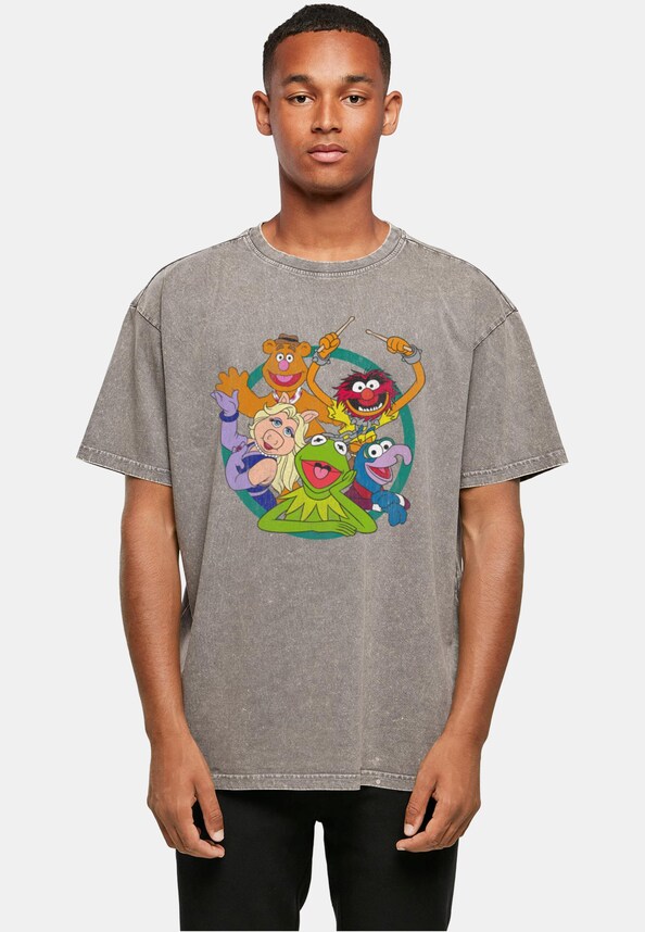 Muppets - Group Circle Acid Washed Oversized -0