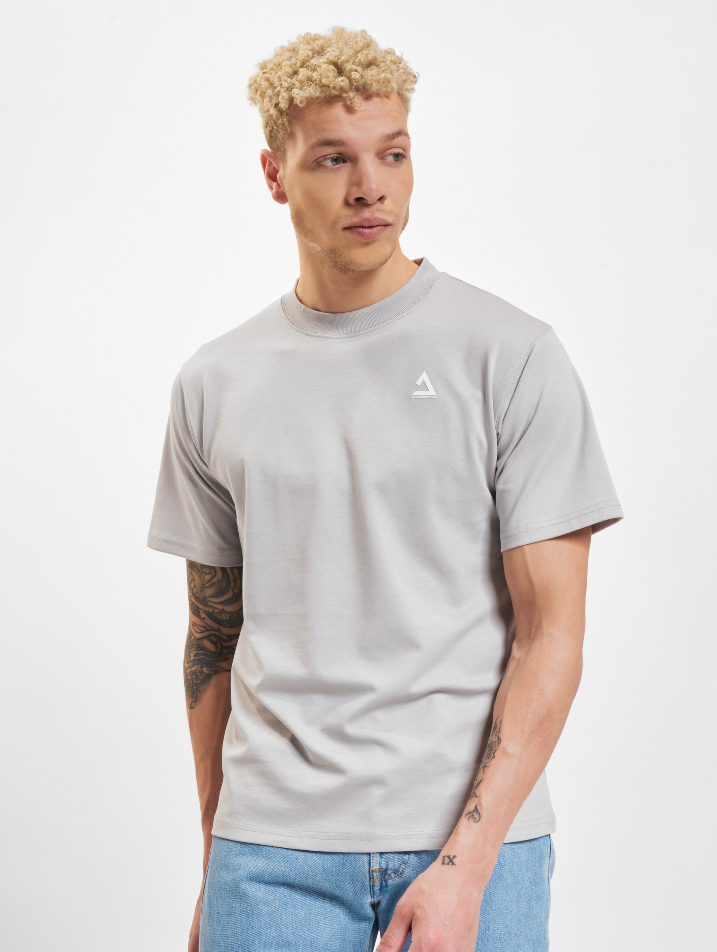 Jack & Jones Triangle Crew Neck T-Shirt Männer,Unisex op kleur grijs, Maat XS