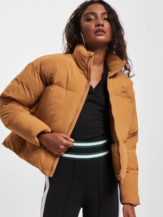 Puma Classics Oversized Short Polyball Puffer Winter Jacket Desert Tan