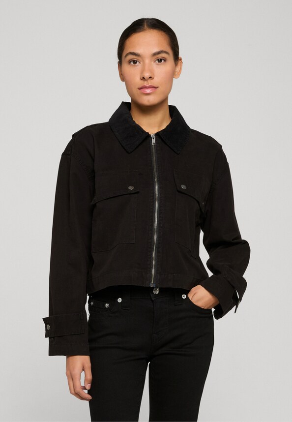 Ladies Workwear Cropped Cotton Jacket-0