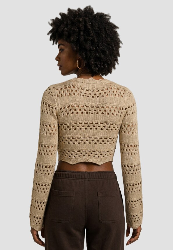 Ladies Cropped Crochet Knit-1