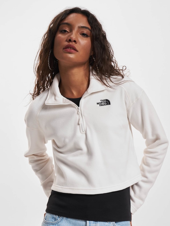 The North Face 100 Glacier 1/4 Zip Cropped Fleece in White