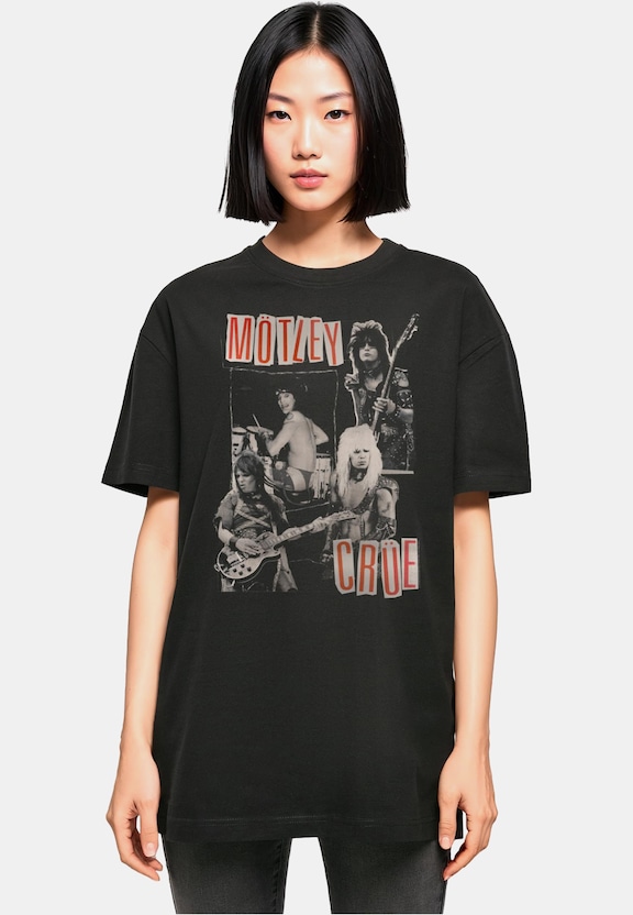 Ladies Motley Crue - Vintage Punk Collage Oversized Boyfriend -0