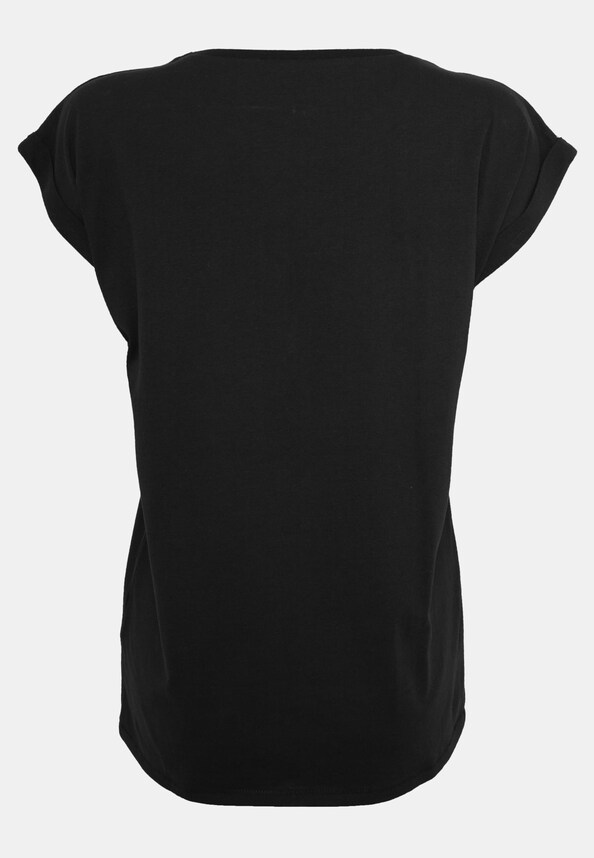 Ladies Peace - Double Peace Black  Extended Shoulder T-Shirt-5
