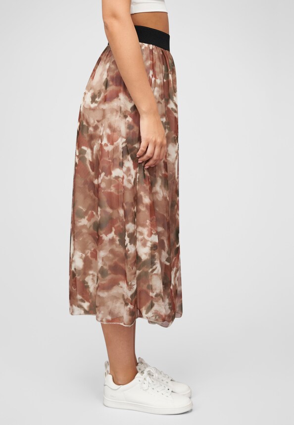 Longform Rock mit All Over Print und Gummiband-3