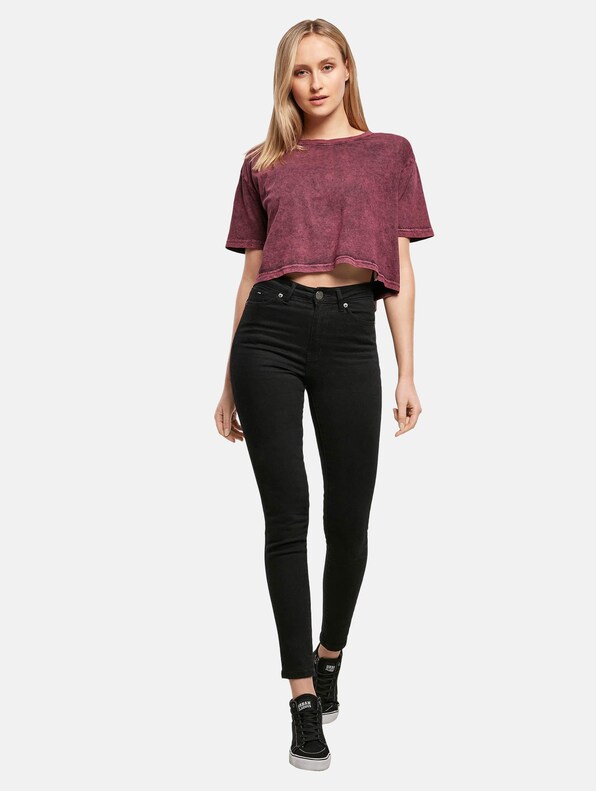 Ladies Acid Washed Cropped Tee-3