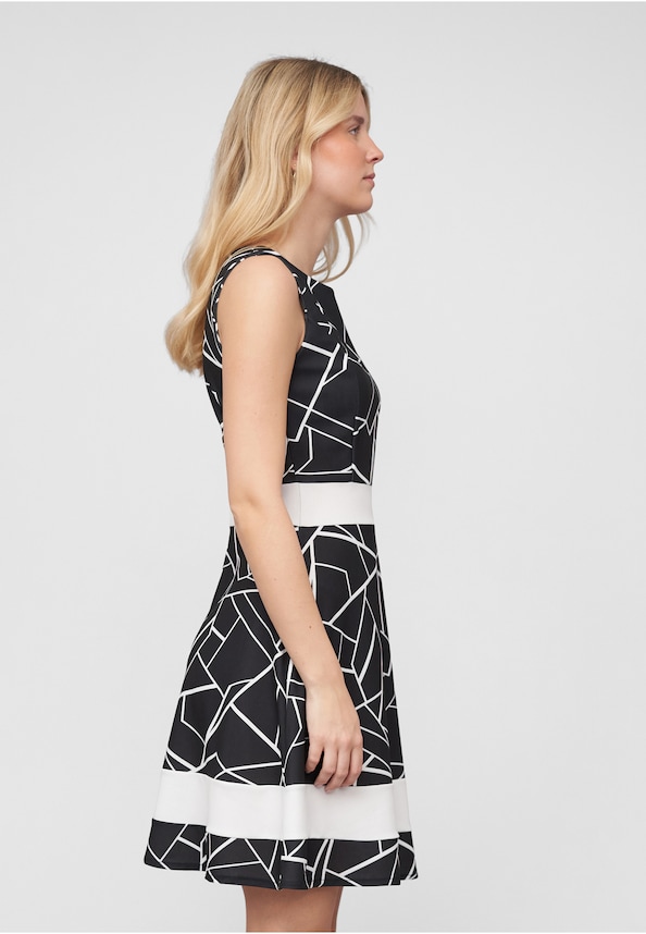 Dress with Abstract Print and Zipper on the back-3