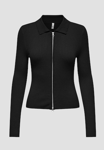 Ibi Rib O-Neck Zipper Cardi