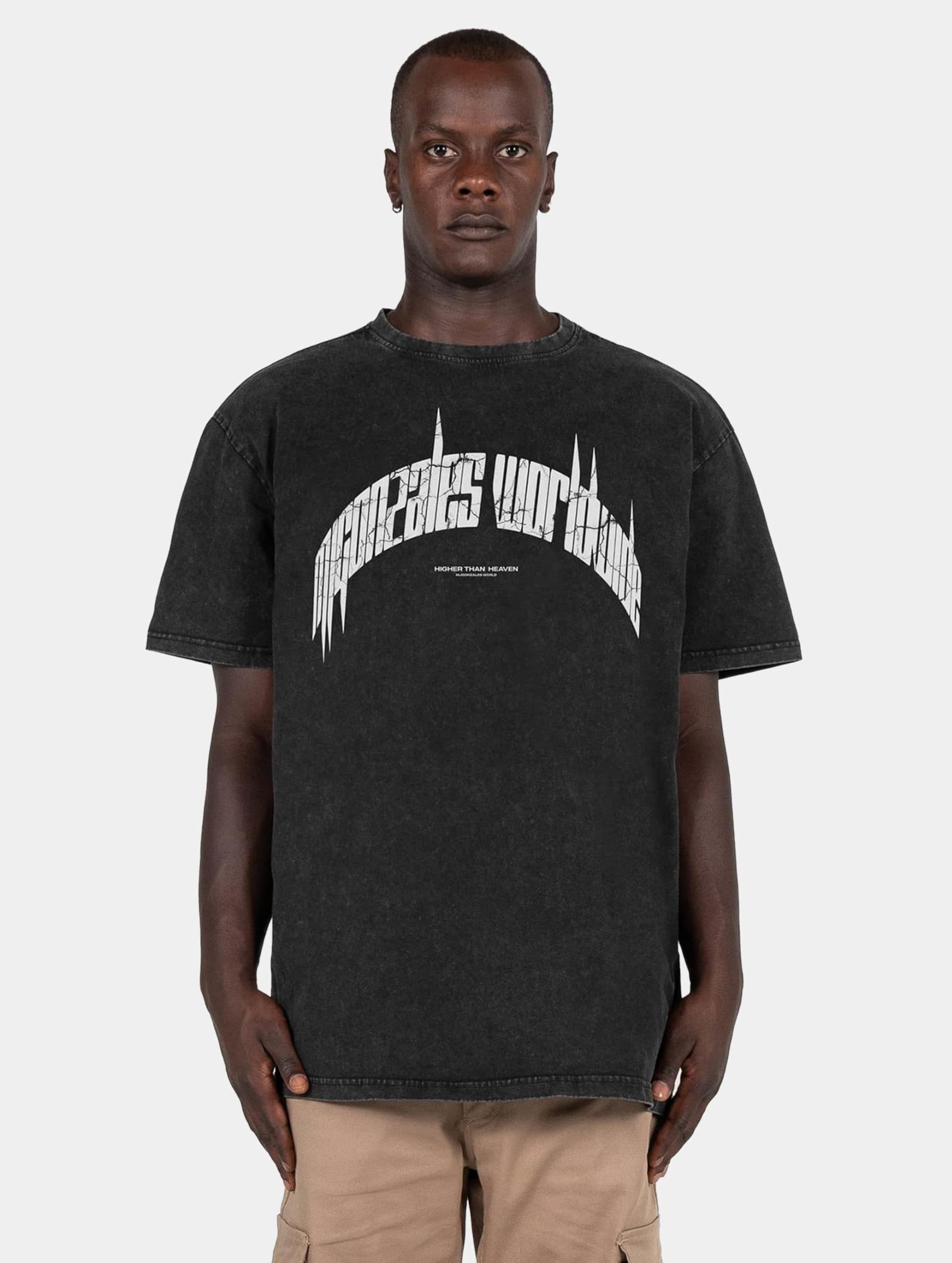 MJ Gonzales HIGHER THAN HEAVEN V.3 Acid Washed Heavy Oversize Tee Mannen op kleur zwart, Maat 4XL