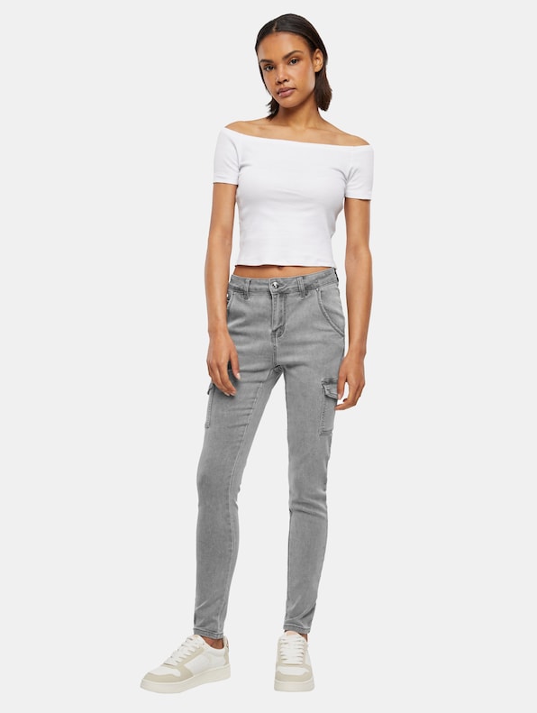 Cloud5ive Cargo Jeans washed look High Waist Jeans-2