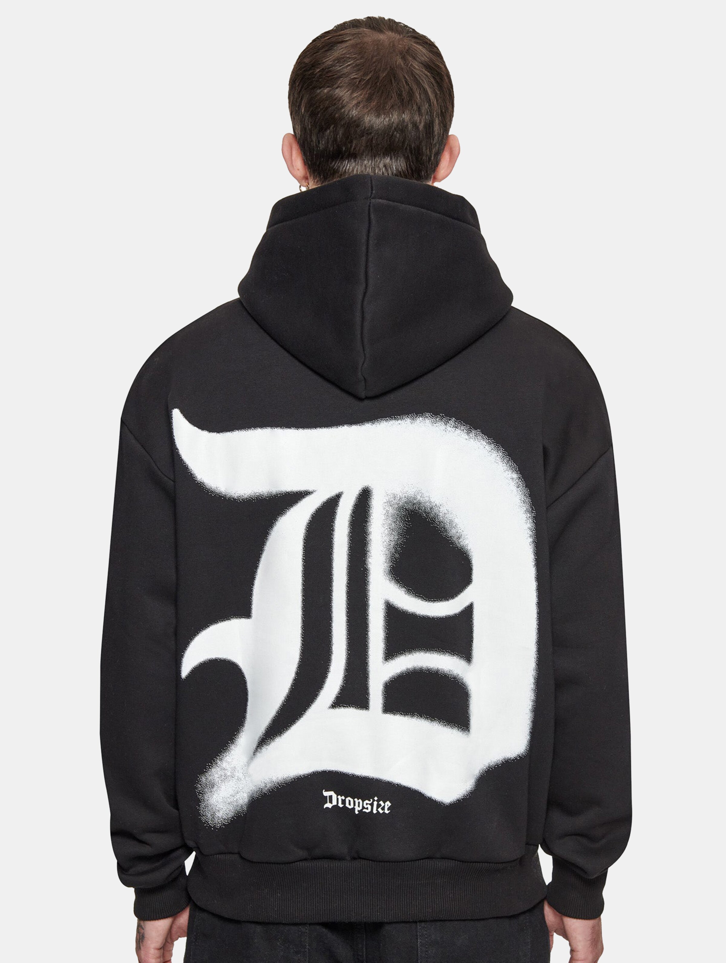 Dropsize Super Heavy Oversize Blurred Logo Hoodies op kleur zwart, Maat XS