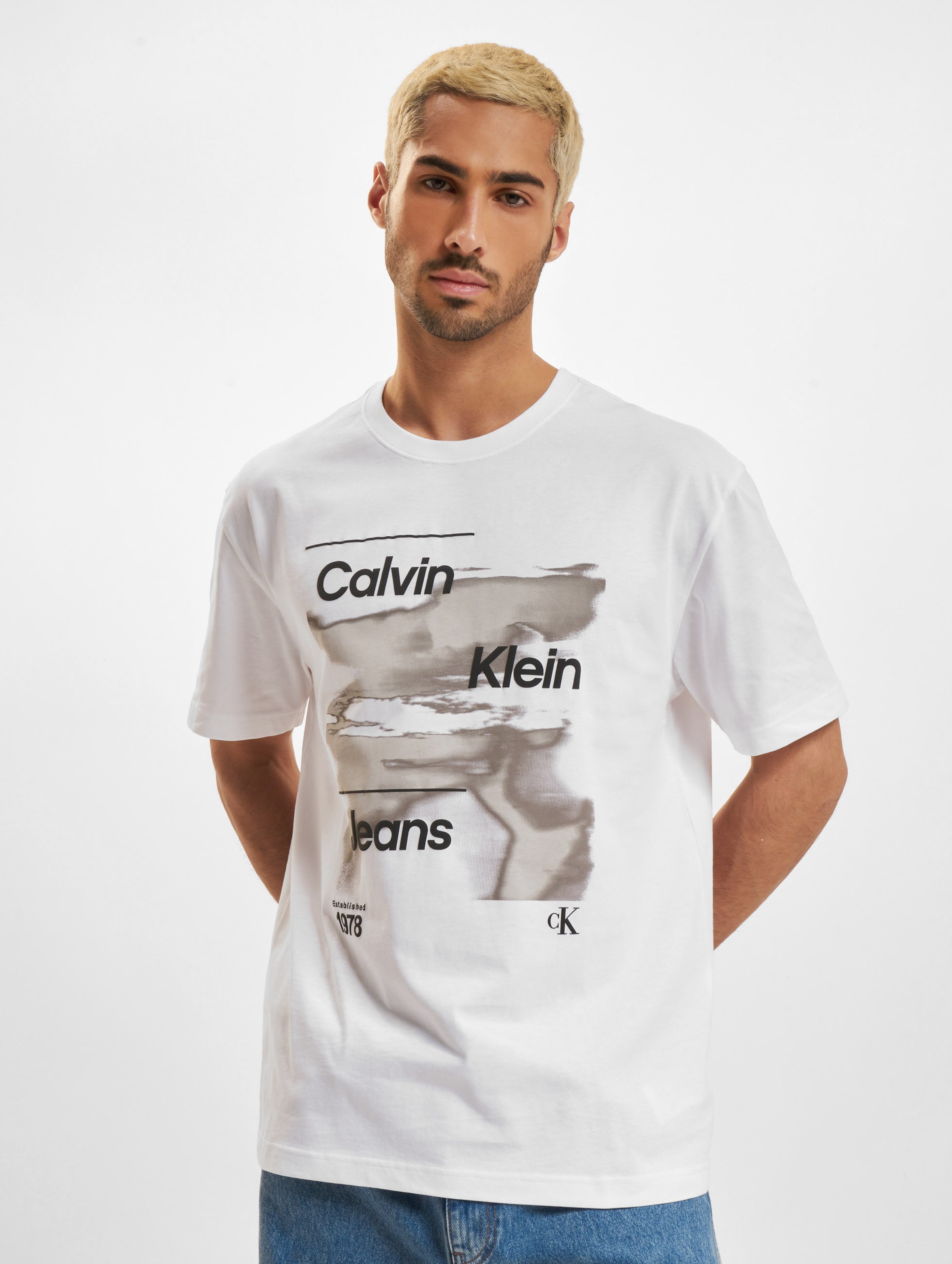 Calvin Klein Jeans Diffused Logo T-Shirt Mannen op kleur wit, Maat XL