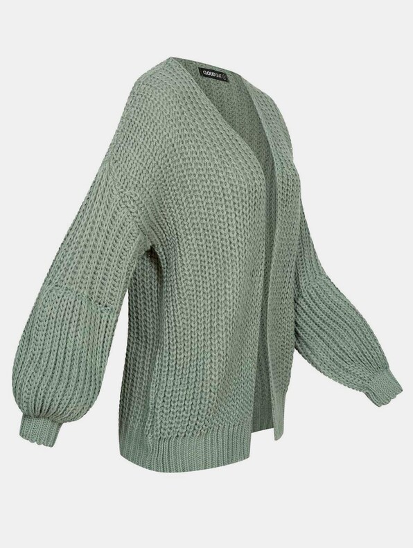 Cloud5ive Damen Grobstrick Cardigan mit Pufferärmeln-1