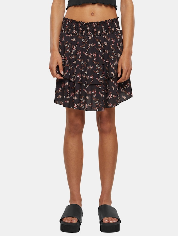 Cloud5ive kurzer mit breiten Bund Blumen Print Volantrock-0