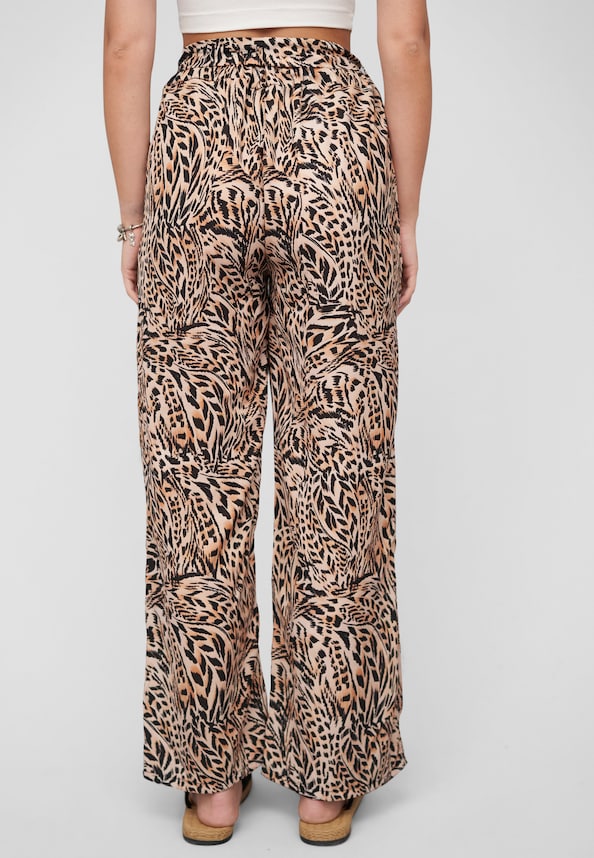 Summer Pants with  tie belt and aop leo print-1