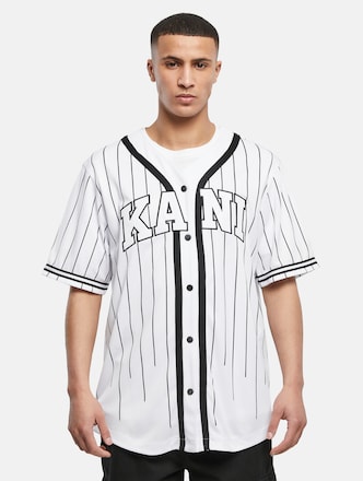 Karl Kani Serif Pinstripe Baseball Shirt