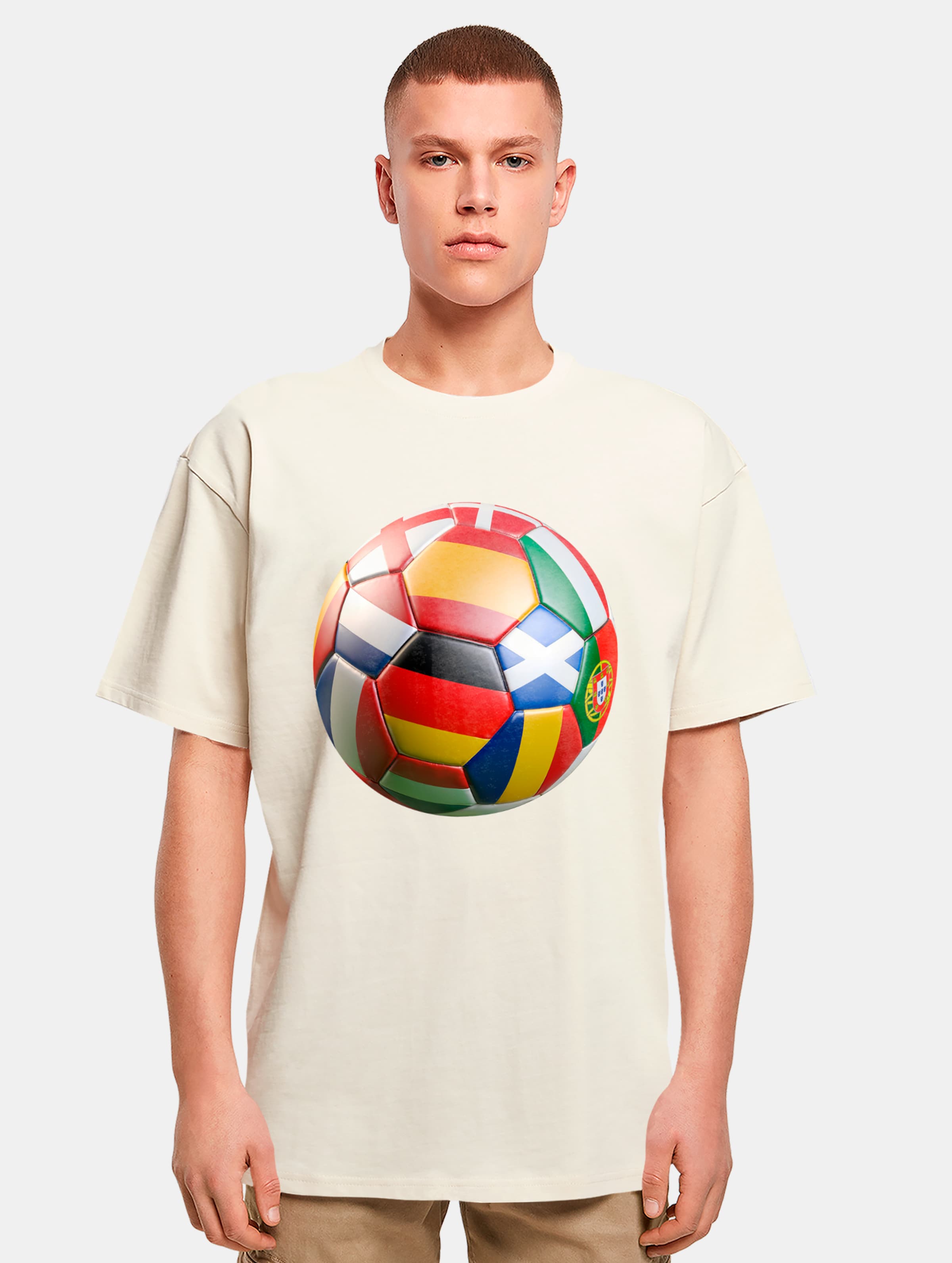 Mister Tee Upscale Football's coming Home 2024 Europe Tour Oversize T-Shirts Männer,Unisex op kleur beige, Maat L