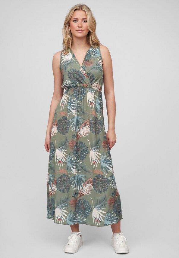 Maxi Kleid in Wickeloptik mit Tropical All Over Print-4