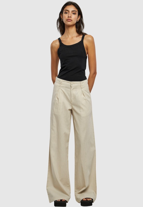 Ladies High Linen Mixed Wide Leg-3