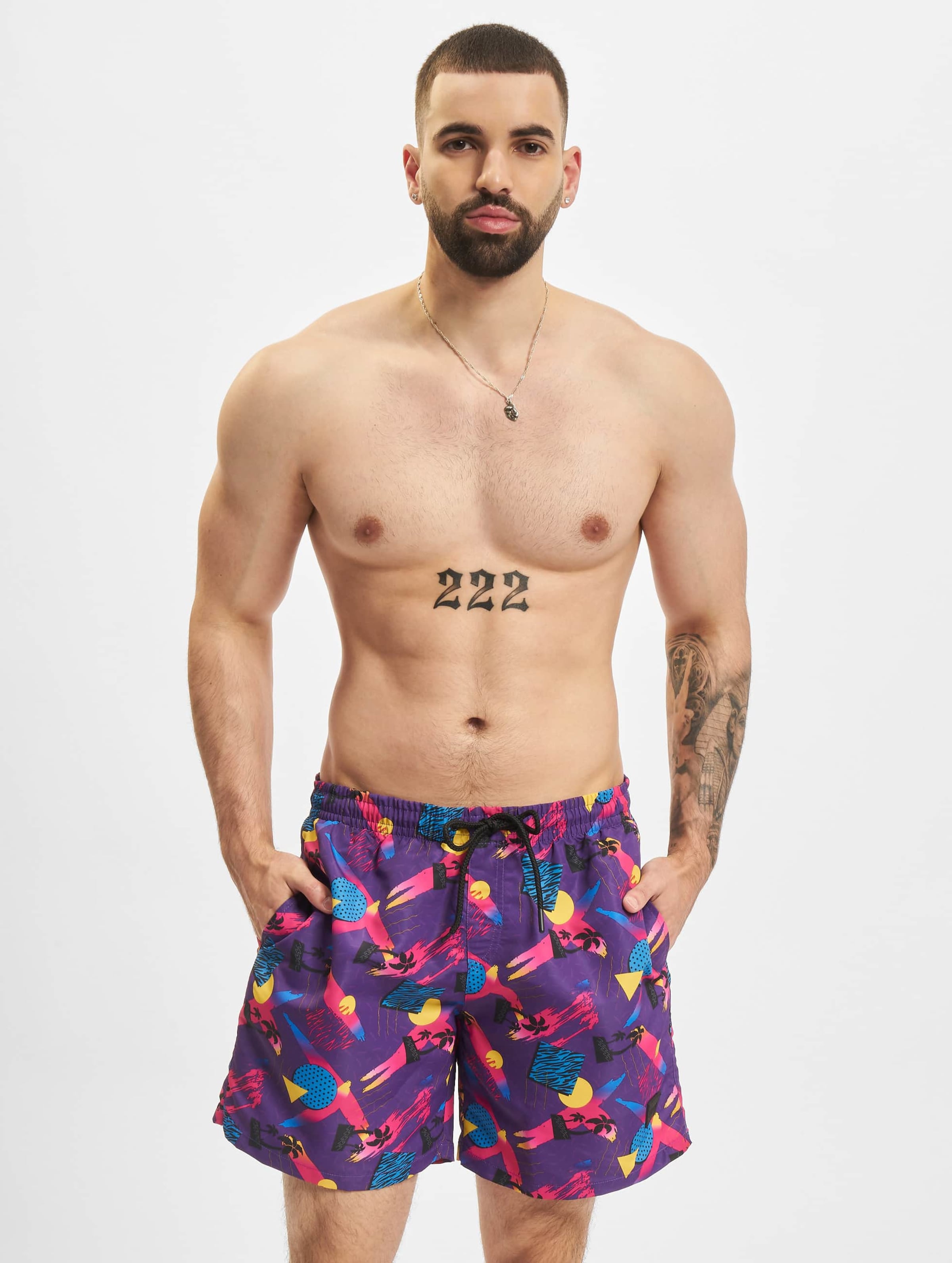 Urban Classics Pattern Swim Shorts Mannen op kleur violet, Maat XL