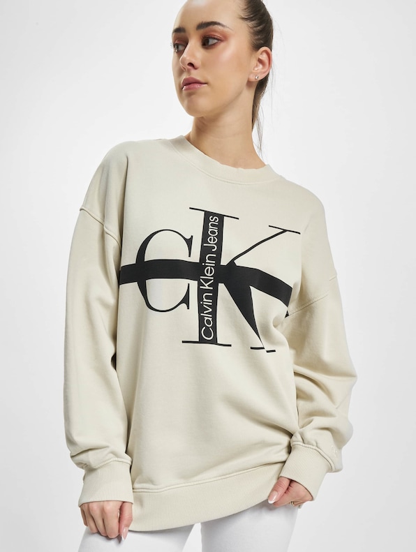 Calvin Klein Stripe Monologo Washed Sweatshirt Industrial Grey-0