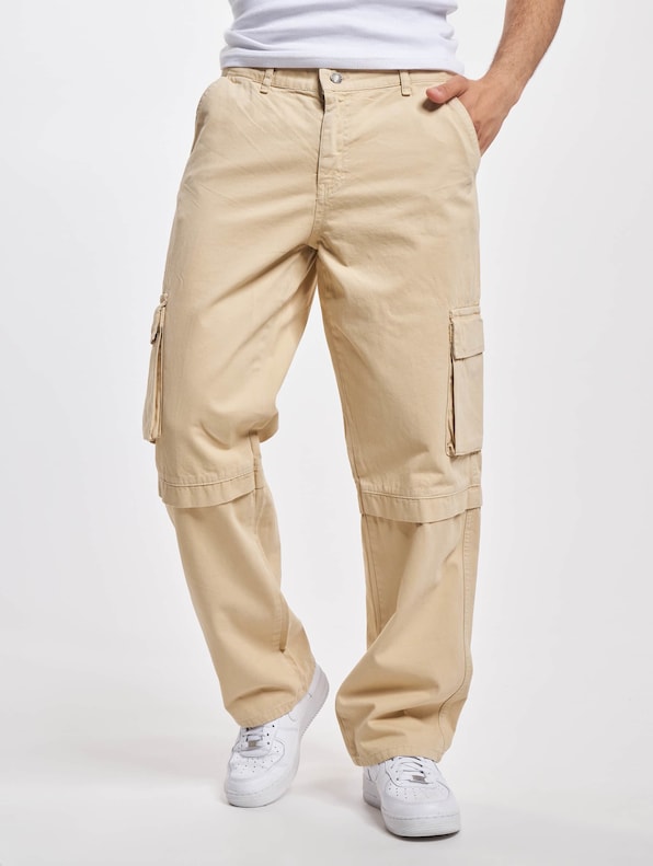 Dropsize Loose Fit Cargo Pants Cream-0