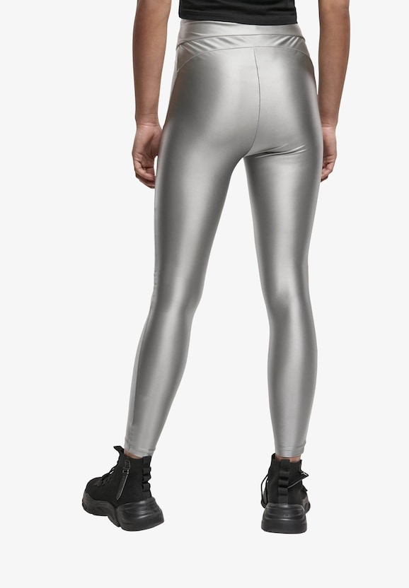 Ladies Highwaist Shiny Metallic Leggings-1