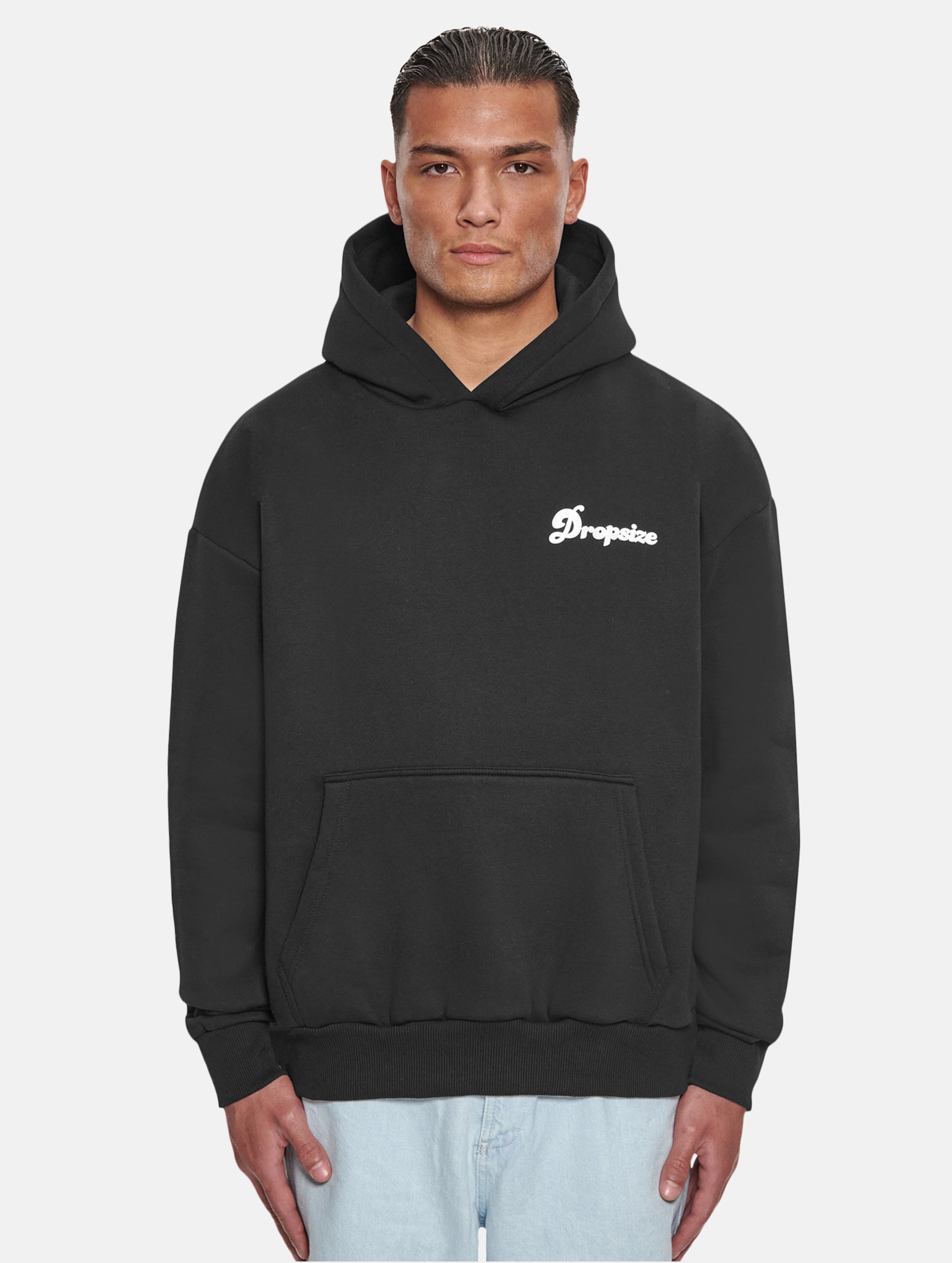 Dropsize Heavy Oversize Bubble Logo Hoodies op kleur zwart, Maat M