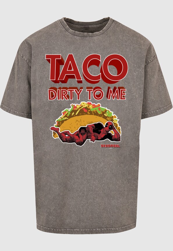 Deadpool - Taco Dirty To Me Acid Washed Oversize Tee-4