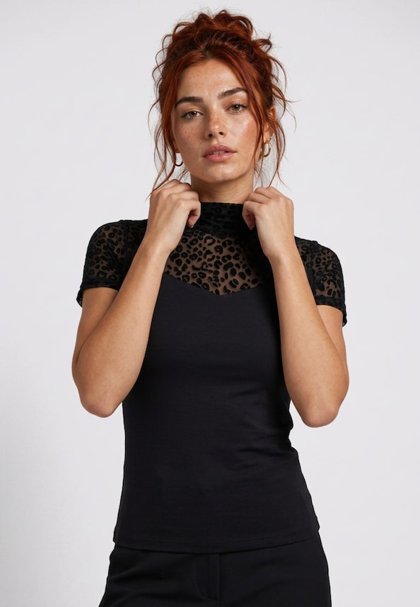 Ladies Flock Lace Turtleneck 2-Pack-1