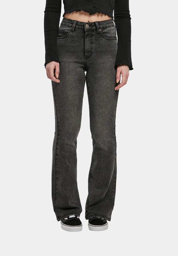 Ladies High Waist Flared Denim Pants Loose-3