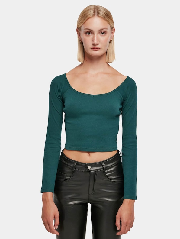 Ladies Short Rib Wide V-Neck-4