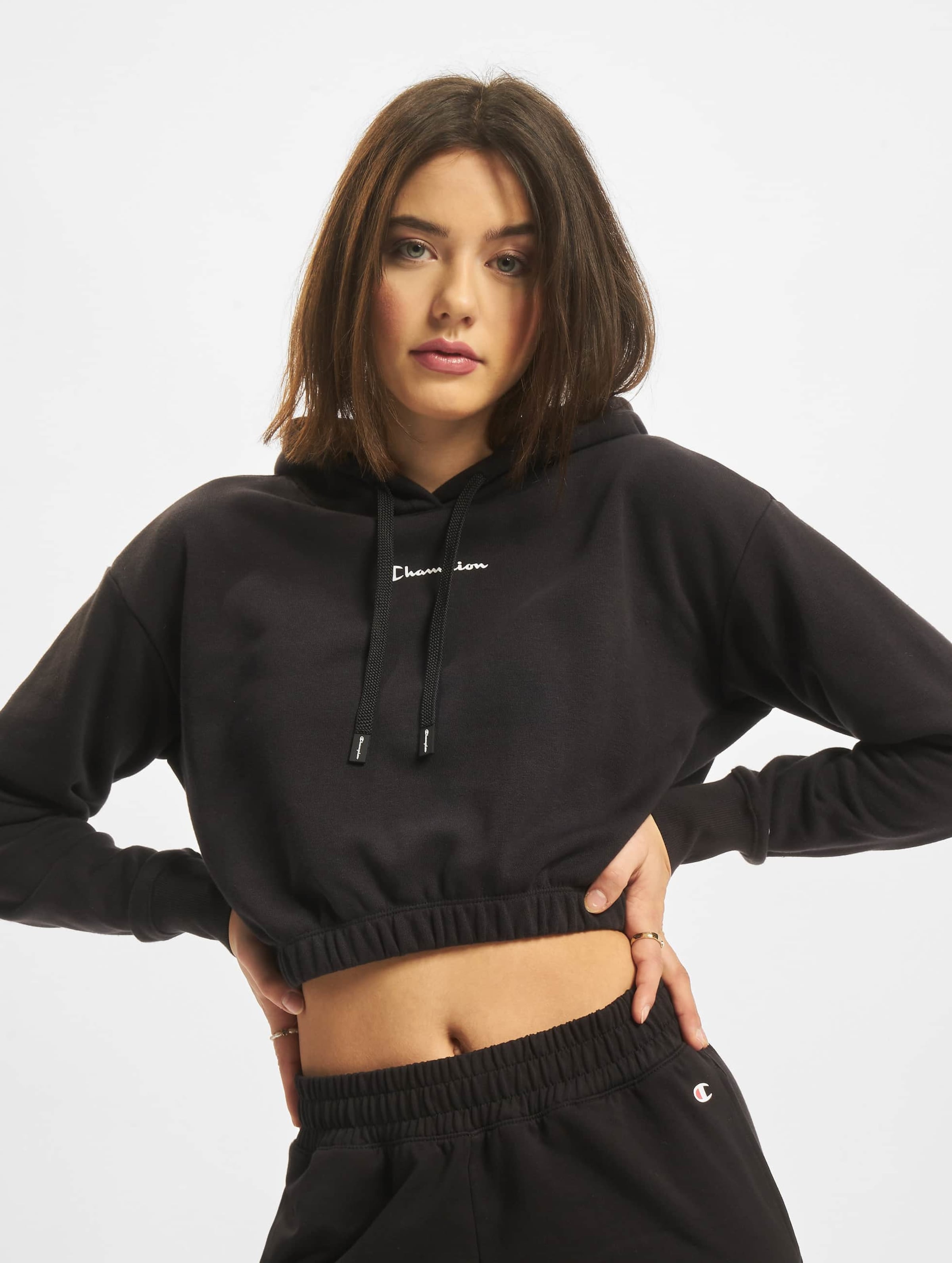 Black cropped champion sweatshirt online