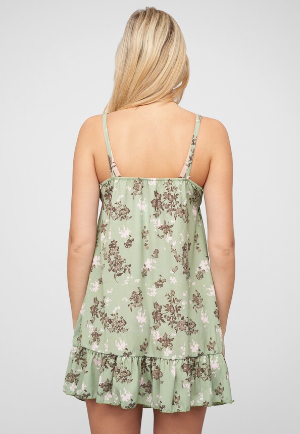 Struktur Träger Kleid mit Floralem Print-1