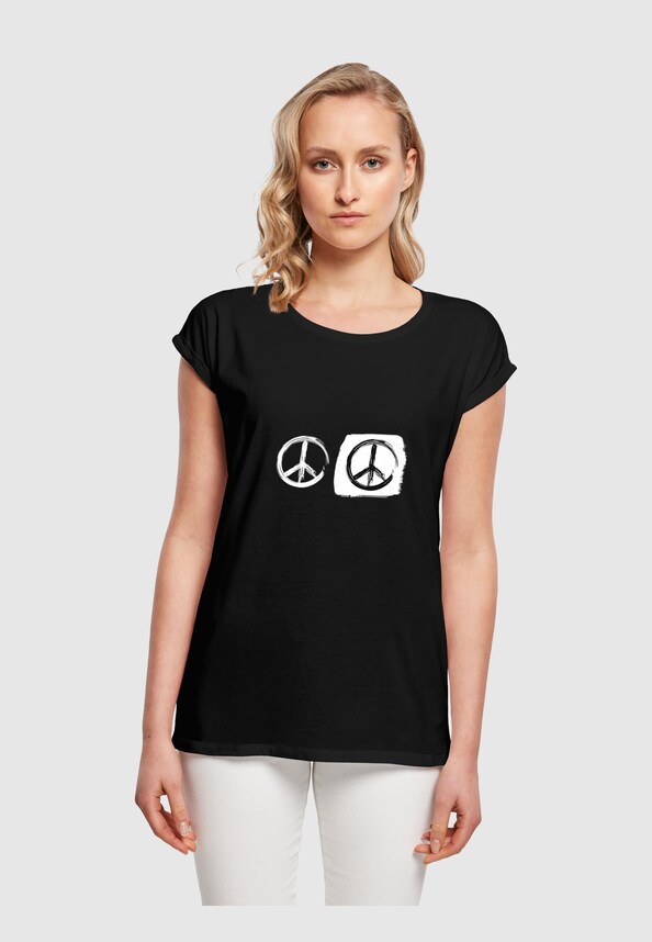 Ladies Peace - Double Peace Black Basic T-Shirt-0