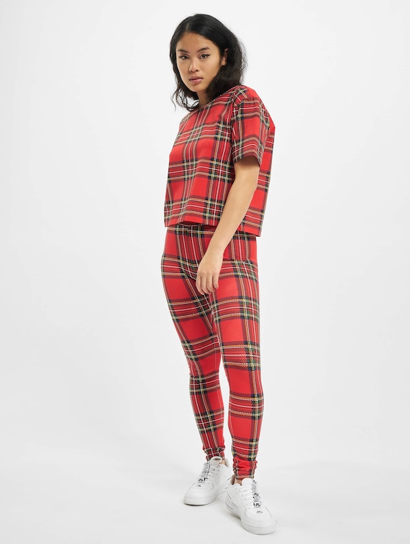 Ladies AOP Tartan Short Oversized Tee-3
