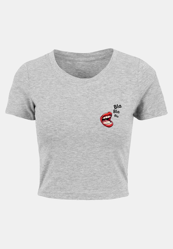 Ladies Bla Bla Bla Comic Cropped Tee-0