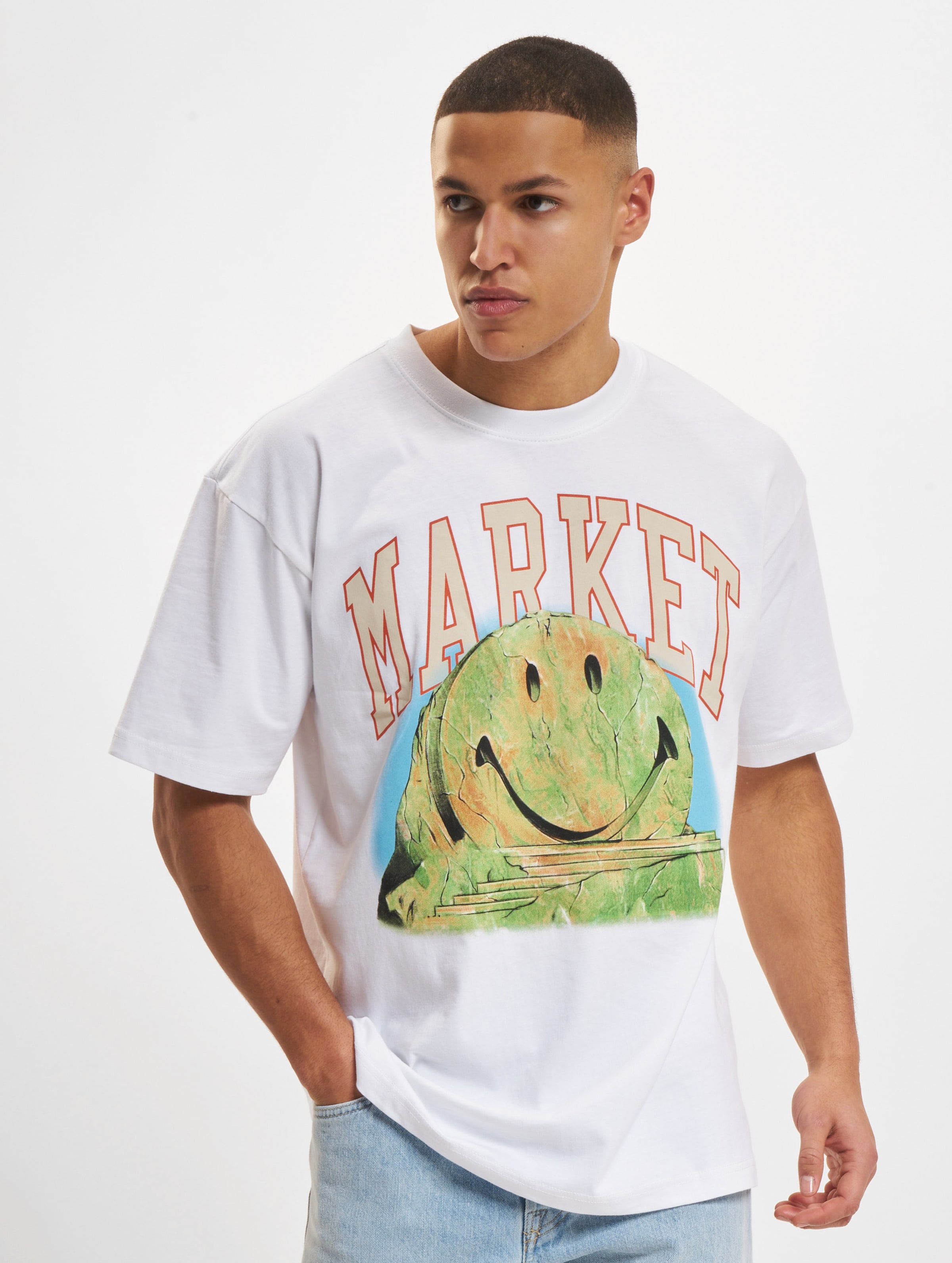 Market Smiley Out Of Body T-Shirts Mannen op kleur wit, Maat XL