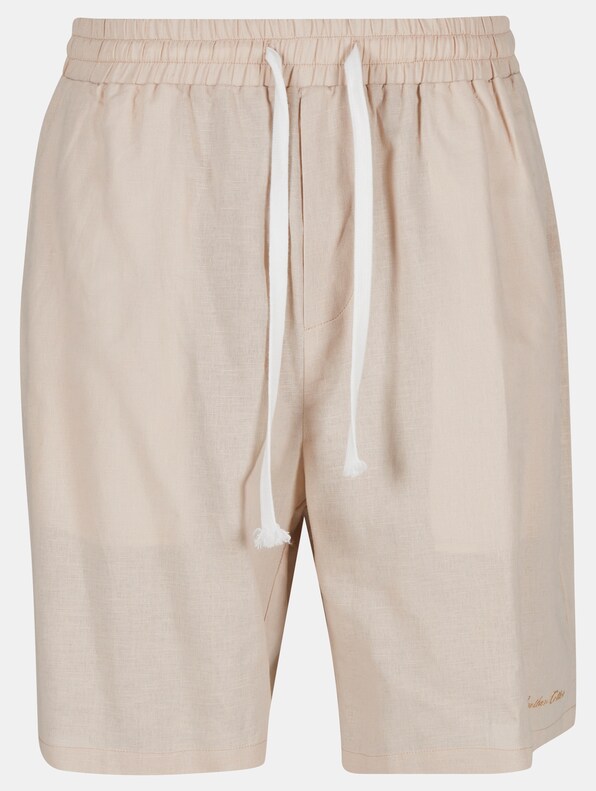 Logo Stitched Linen Shorts-4