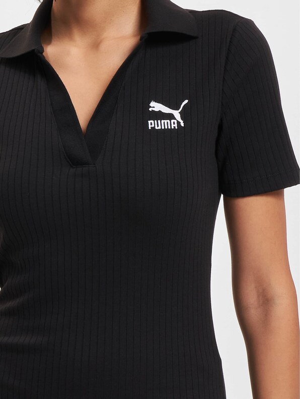 Puma Classics Ribbed V Collar Dress Black-3